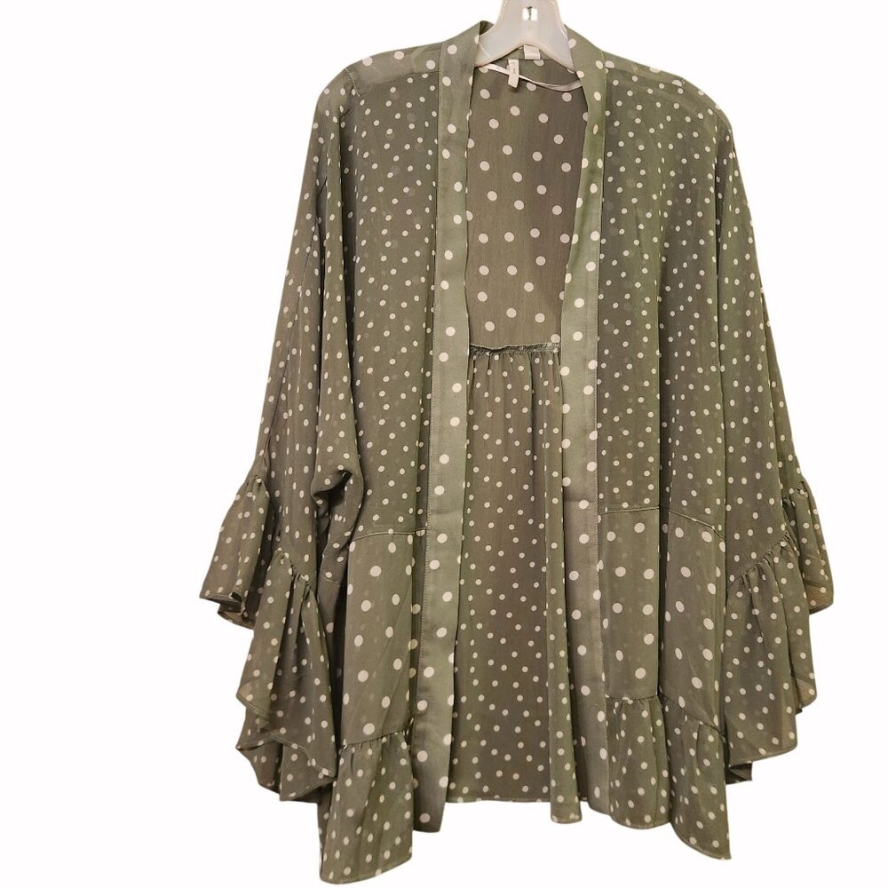 Polka Dot Ruffle Sleeve Kimono Cardigan XL 18/20W Lightweight Polyester